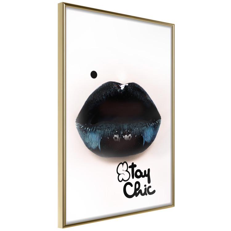Poster Stay Chic - shiny lips and English text on a white background 130792 additionalImage 14