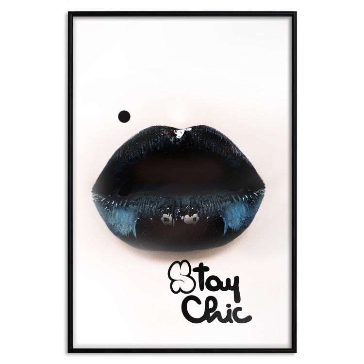 Poster Stay Chic - shiny lips and English text on a white background 130792 additionalImage 18