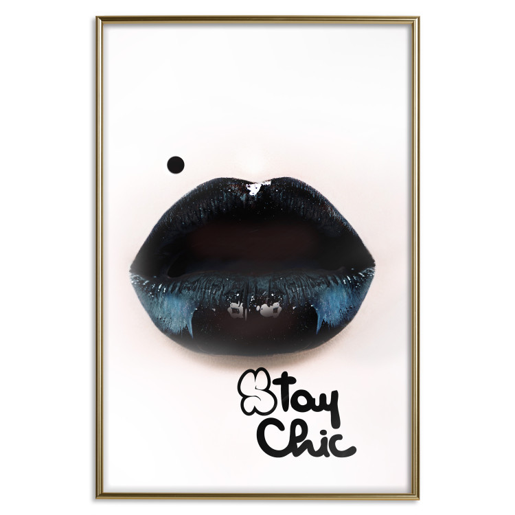 Poster Stay Chic - shiny lips and English text on a white background 130792 additionalImage 21