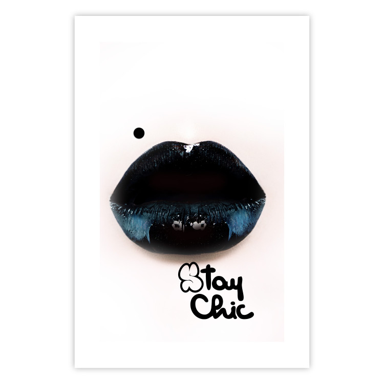 Poster Stay Chic - shiny lips and English text on a white background 130792 additionalImage 19