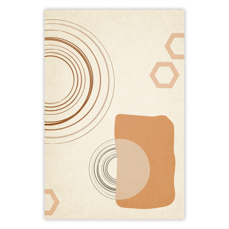 Wall Poster Sand Castles - abstract composition of circles and figures on a beige background 131792