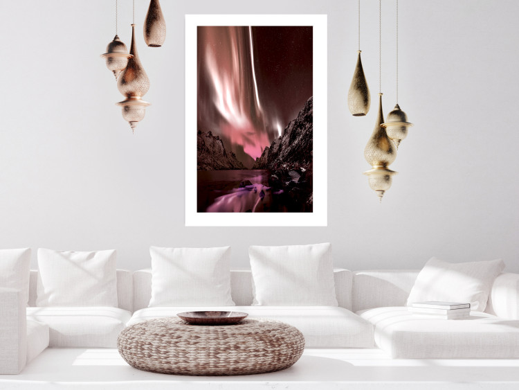 Wall Poster Senna Land - night landscape of pink aurora surrounded by mountains 132092 additionalImage 5