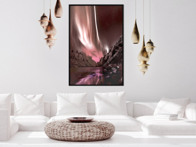 Wall Poster Senna Land - night landscape of pink aurora surrounded by mountains 132092 additionalImage 6
