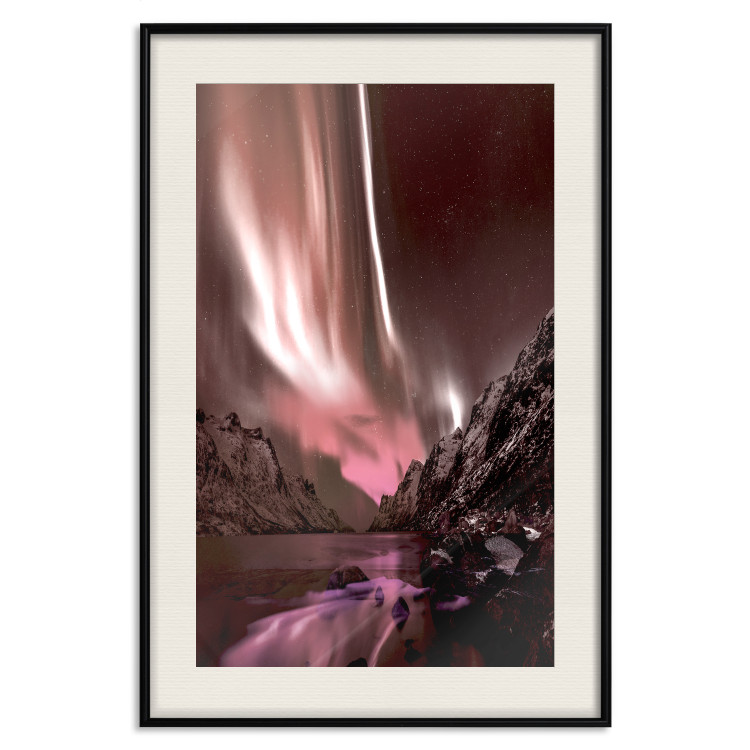 Wall Poster Senna Land - night landscape of pink aurora surrounded by mountains 132092 additionalImage 24