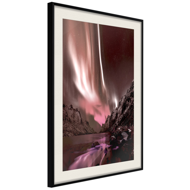 Wall Poster Senna Land - night landscape of pink aurora surrounded by mountains 132092 additionalImage 2