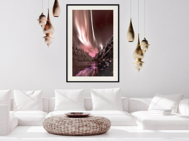 Wall Poster Senna Land - night landscape of pink aurora surrounded by mountains 132092 additionalImage 18