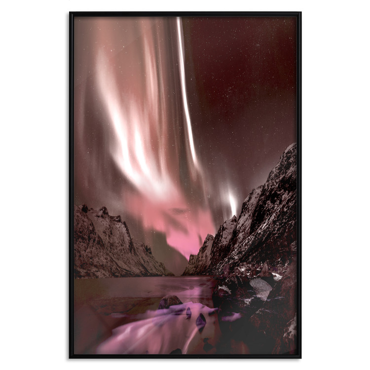 Wall Poster Senna Land - night landscape of pink aurora surrounded by mountains 132092 additionalImage 26