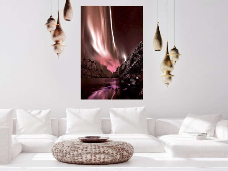 Wall Poster Senna Land - night landscape of pink aurora surrounded by mountains 132092 additionalImage 4