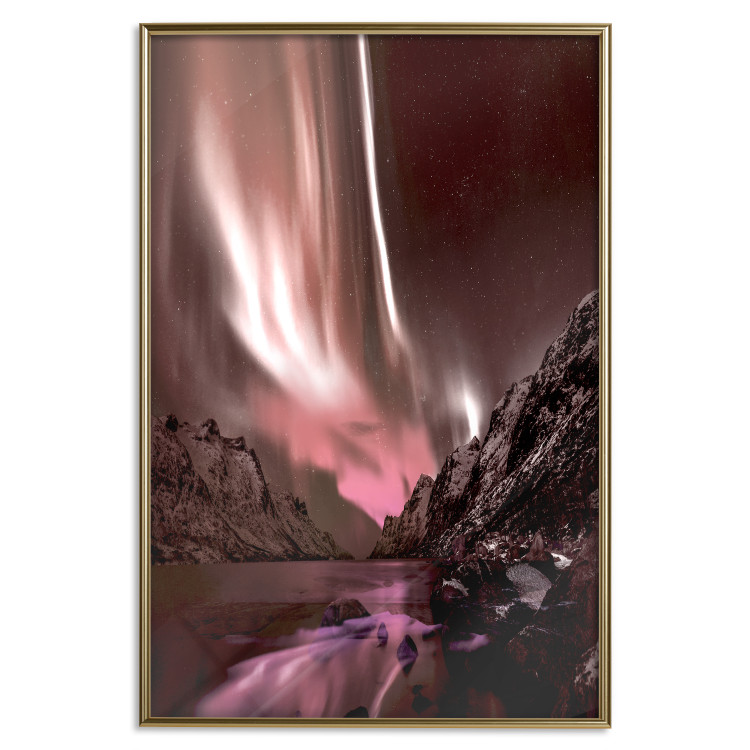 Wall Poster Senna Land - night landscape of pink aurora surrounded by mountains 132092 additionalImage 25