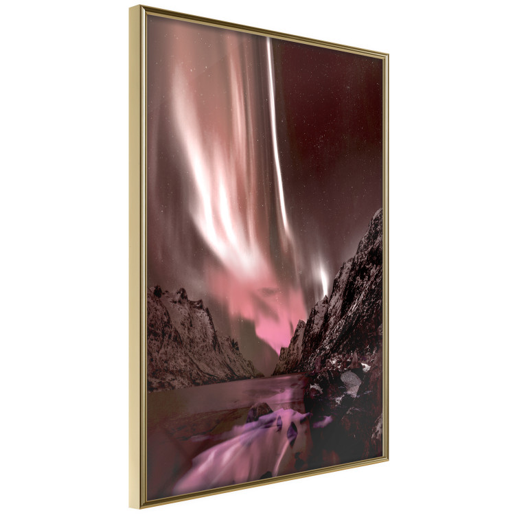 Wall Poster Senna Land - night landscape of pink aurora surrounded by mountains 132092 additionalImage 14