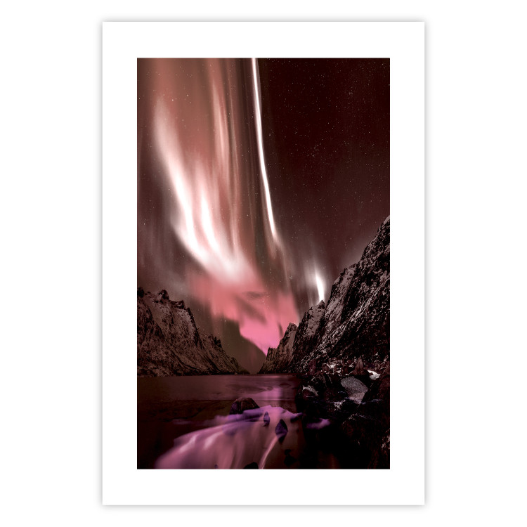 Wall Poster Senna Land - night landscape of pink aurora surrounded by mountains 132092 additionalImage 17