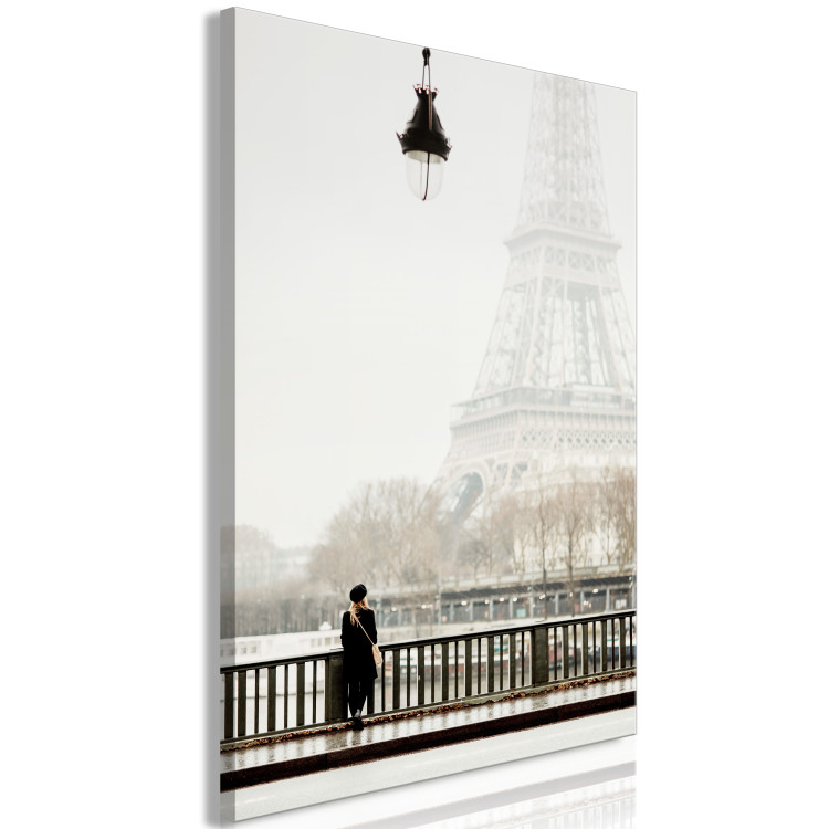 Canvas Art Print View of Paris - photo with woman on bridge and Eiffel Tower in offset 132292 additionalImage 2