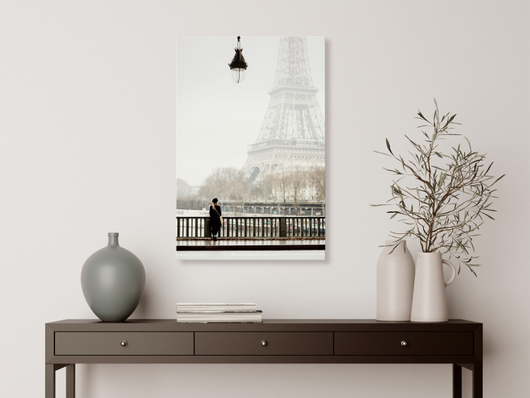 Canvas Art Print View of Paris - photo with woman on bridge and Eiffel Tower in offset 132292 additionalImage 3