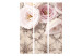 Room Divider Screen Romantic Beige (3-piece) - composition in roses on a patterned background 132792 additionalThumb 3