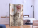 Room Divider Screen Romantic Beige (3-piece) - composition in roses on a patterned background 132792 additionalThumb 2