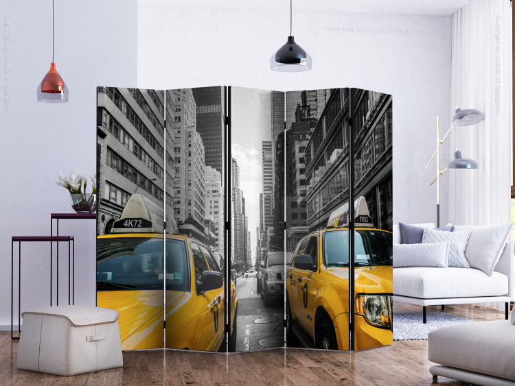 Room Separator New York Taxi II (5-piece) - yellow cars against architecture 132992 additionalImage 2