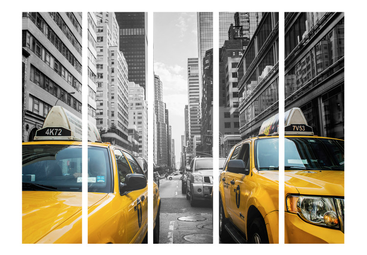 Room Separator New York Taxi II (5-piece) - yellow cars against architecture 132992 additionalImage 3