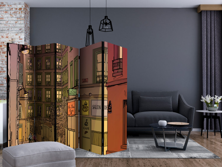 Room Divider Screen Dinner in Paris II (5-piece) - colorful street and architecture 133092 additionalImage 4