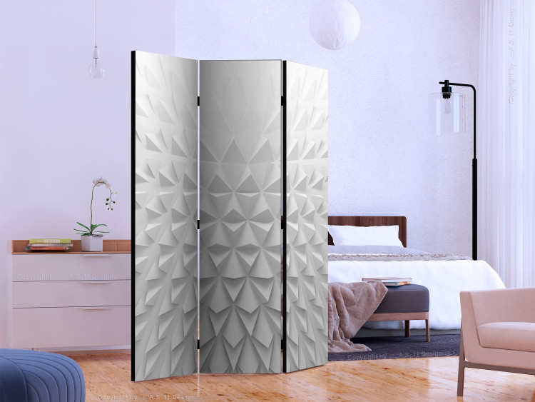 Room Divider Tetrahedrons (3-piece) - geometric abstraction in white color 133292 additionalImage 2