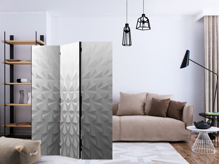 Room Divider Tetrahedrons (3-piece) - geometric abstraction in white color 133292 additionalImage 4