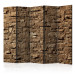 Room Divider Screen Stone Melody II (5-piece) - unique composition in brown background 133492