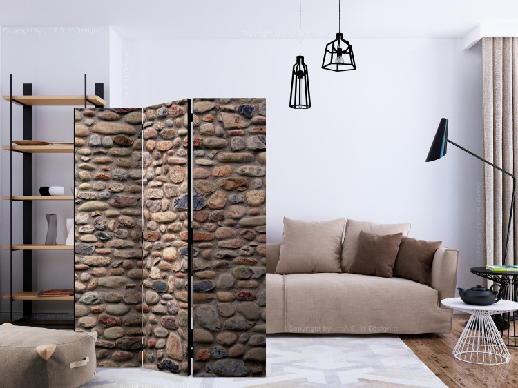 Room Divider Stone Varieties - texture of a wall made of arranged colorful stones 133592 additionalImage 4