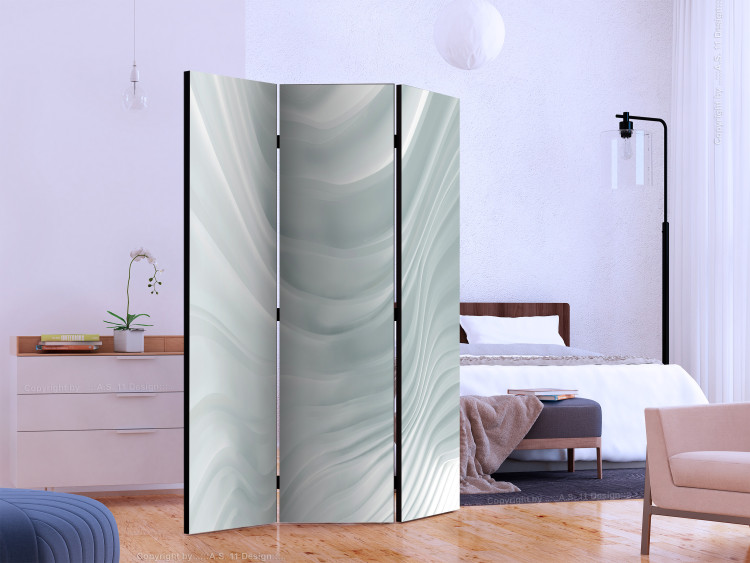 Room Divider Screen Undulating White - abstract space with light blue waves 133692 additionalImage 2