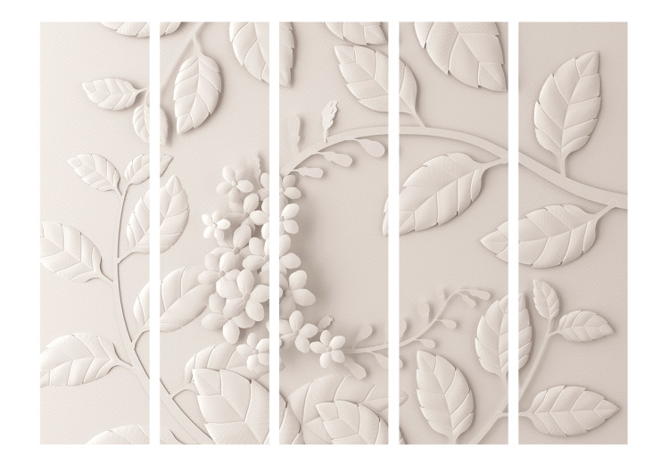 Room Divider Screen Paper Flowers (Cream) II - botanical patterns on a beige background 133892 additionalImage 3