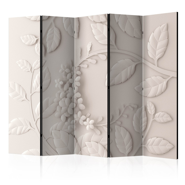 Room Divider Screen Paper Flowers (Cream) II - botanical patterns on a beige background 133892