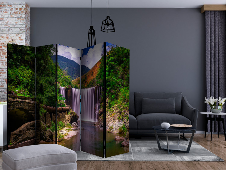 Room Divider Reggae Falls II - summer landscape of a large waterfall against mountains and forest 134092 additionalImage 4