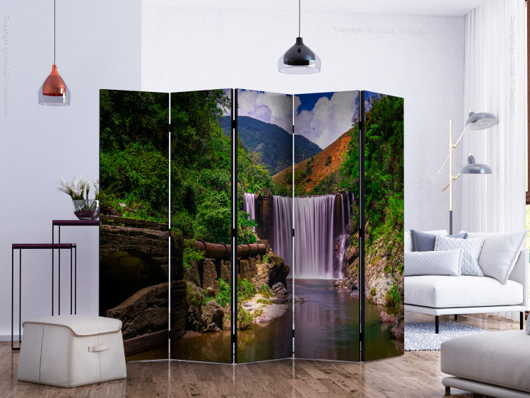 Room Divider Reggae Falls II - summer landscape of a large waterfall against mountains and forest 134092 additionalImage 2