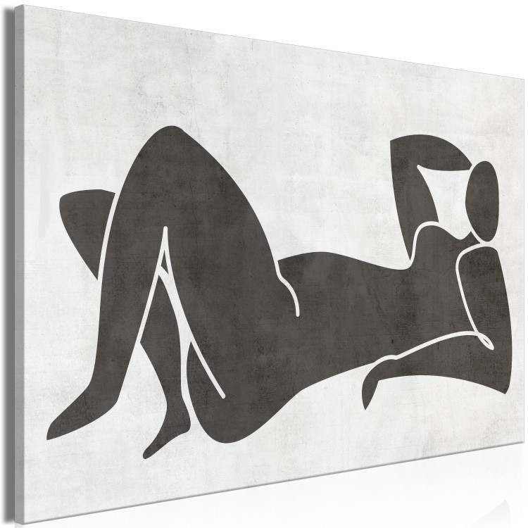 Canvas Print Lying woman - black and white graphic in scandi boho style 134192 additionalImage 2
