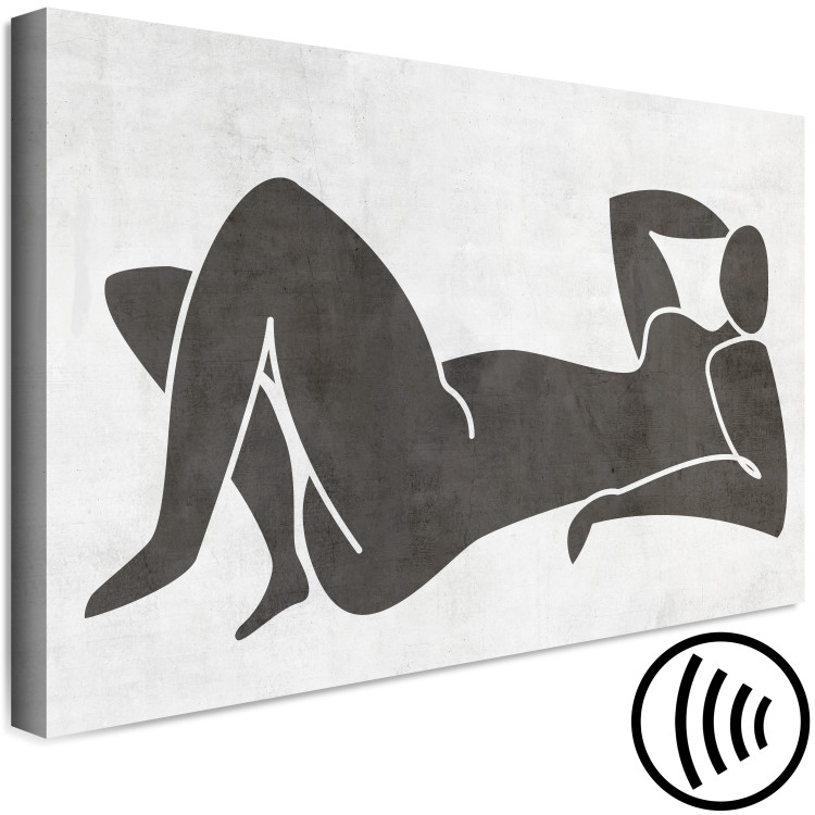 Canvas Print Lying woman - black and white graphic in scandi boho style 134192 additionalImage 6