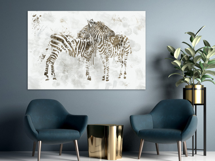 Canvas In Love Zebras (1-piece) Wide - animals on a smoky background 134392 additionalImage 3