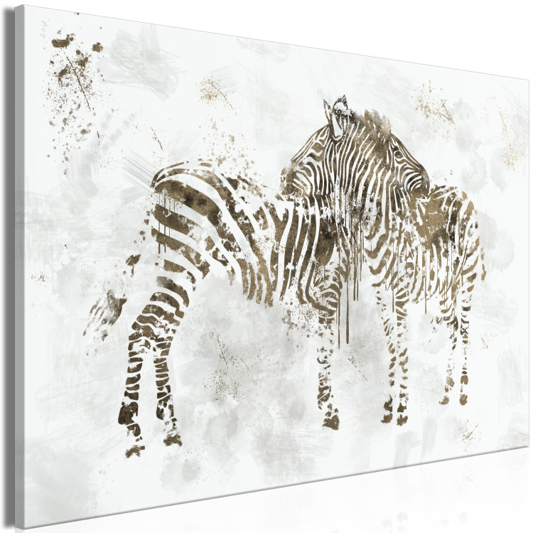 Canvas In Love Zebras (1-piece) Wide - animals on a smoky background 134392 additionalImage 2
