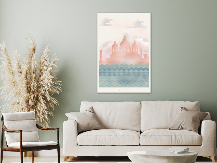 Canvas Venice on the waves - drawing image of the city center, roses and blue 134992 additionalImage 3