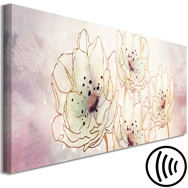 Canvas Art Print Cold Flowers - Four White Flowers on a Purple-White, Worn Background 135092 additionalImage 6