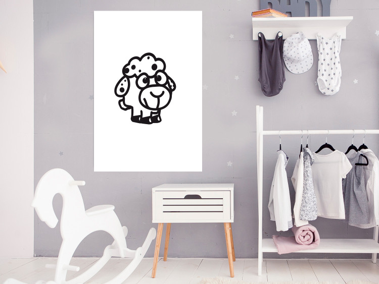 Wall Poster Little Sheep - small and black cute animal on a solid white background 135192 additionalImage 13