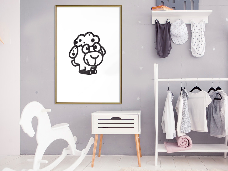 Wall Poster Little Sheep - small and black cute animal on a solid white background 135192 additionalImage 7
