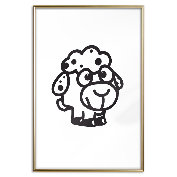 Wall Poster Little Sheep - small and black cute animal on a solid white background 135192 additionalImage 2