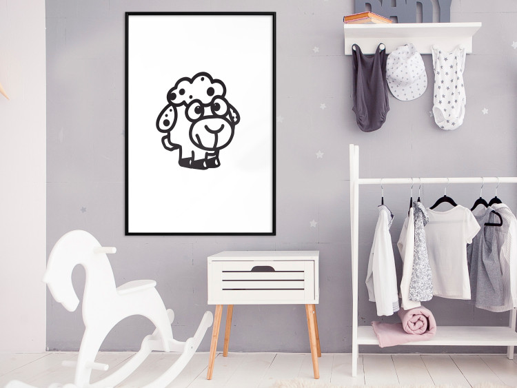 Wall Poster Little Sheep - small and black cute animal on a solid white background 135192 additionalImage 6