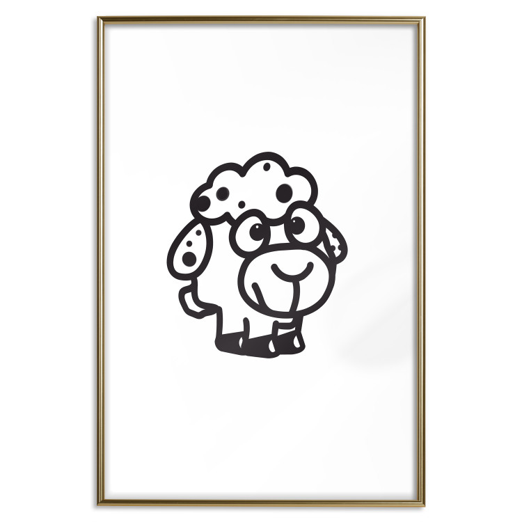 Wall Poster Little Sheep - small and black cute animal on a solid white background 135192 additionalImage 19