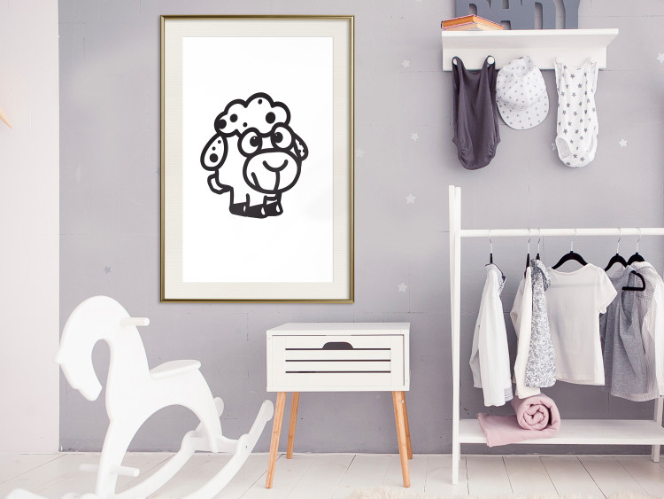 Wall Poster Little Sheep - small and black cute animal on a solid white background 135192 additionalImage 8