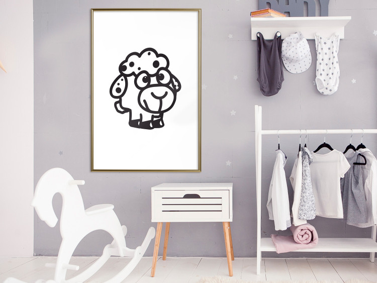Wall Poster Little Sheep - small and black cute animal on a solid white background 135192 additionalImage 8