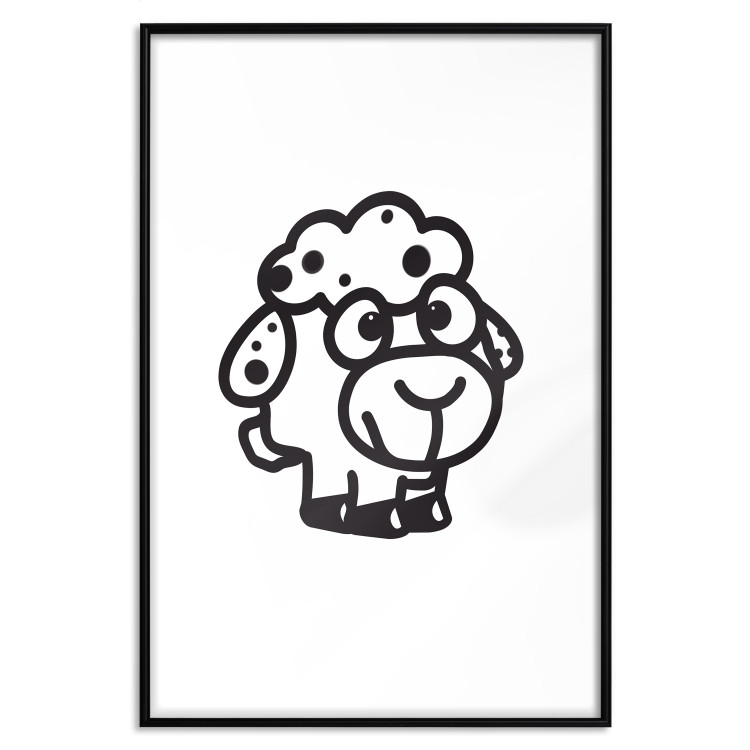 Wall Poster Little Sheep - small and black cute animal on a solid white background 135192 additionalImage 3