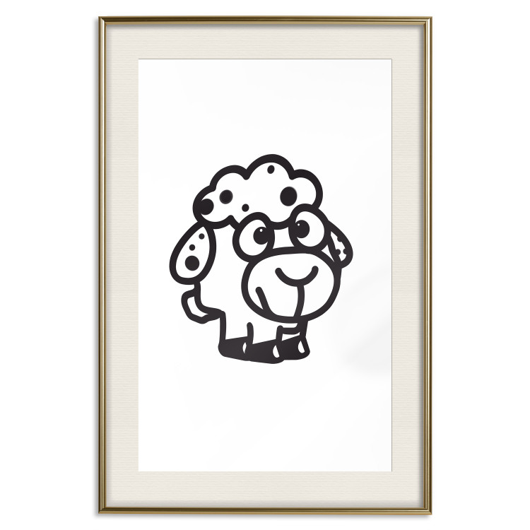 Wall Poster Little Sheep - small and black cute animal on a solid white background 135192 additionalImage 24