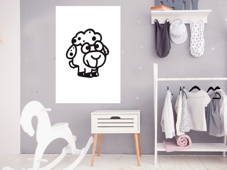 Wall Poster Little Sheep - small and black cute animal on a solid white background 135192 additionalImage 11