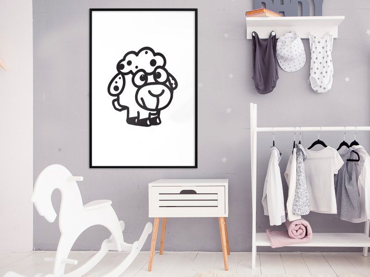Wall Poster Little Sheep - small and black cute animal on a solid white background 135192 additionalImage 9