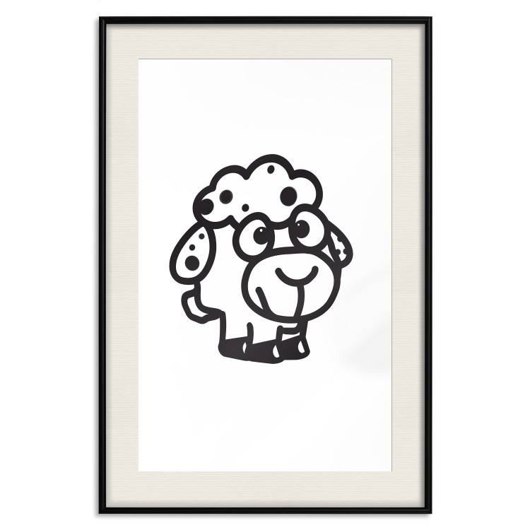 Wall Poster Little Sheep - small and black cute animal on a solid white background 135192 additionalImage 27