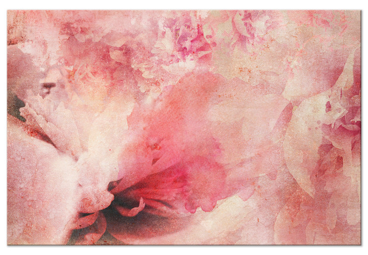 Canvas Art Print Pink Dawn - Abstraction with blurry roses and fragments of flowers 135492